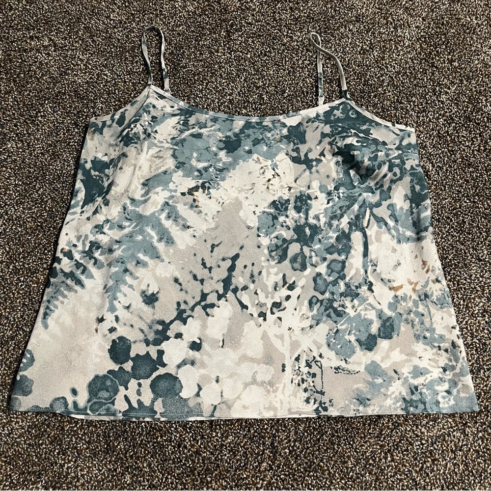 Talbots Petites women’s 10P abstract blue white spaghetti strap tank basic layer